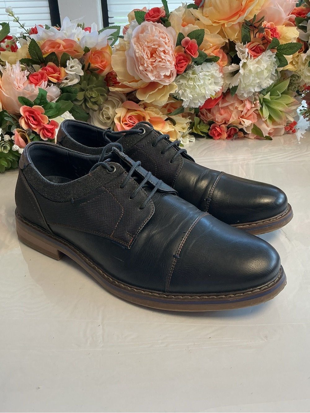 Freeman Hudson Black Cap Toe Derby Oxford Memory Foam Shoes Men’s 9.5M